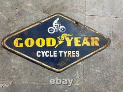 Porcelain Good Year Cycle Tyres Enamel Sign Size 10x18 Inches Double Sided
