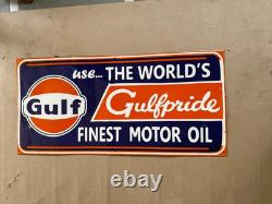 Porcelain Guif Enamel Sign 42x20 Inches Double Sided