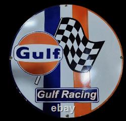 Porcelain Gulf Enamel Sign 30x30 Inches Double Sided