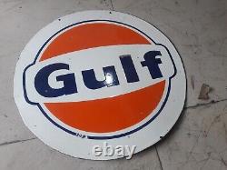 Porcelain Gulf Enamel Sign 30x30 Inches Double Sided