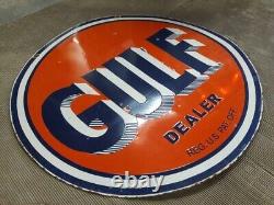 Porcelain Gulf Enamel Sign 30x30 Inches Double Sided