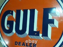 Porcelain Gulf Enamel Sign 30x30 Inches Double Sided