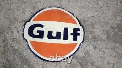Porcelain Gulf Enamel Sign Size 29 Inches Double Sided