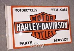 Porcelain HARLEY DAVIDSON Sign SIZE 19.5 X 13 INCHES Double sided with flange