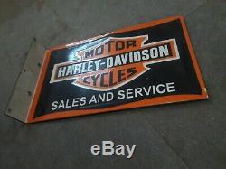 Porcelain HARLEY DAVIDSON Sign SIZE 19.5 X 13 INCHES Double sided with flange