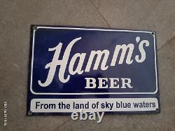Porcelain Hamm's Beer Enamel Sign 36x24 Inches Double Sided