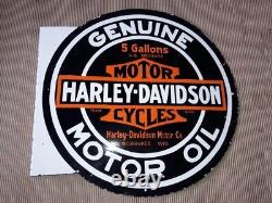 Porcelain Harley Davidson Enamel Sign 18 Inches Double Sided With Flange