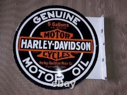 Porcelain Harley Davidson Enamel Sign 18 Inches Double Sided With Flange