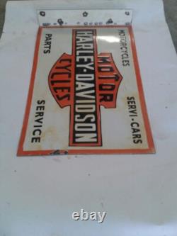 Porcelain Harley Davidson Enamel Sign 18x12 Inches Double Sided With Flange