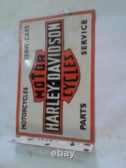 Porcelain Harley Davidson Enamel Sign 18x12 Inches Double Sided With Flange