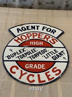 Porcelain Hopper's Cycles Enamel Double Sided Sign