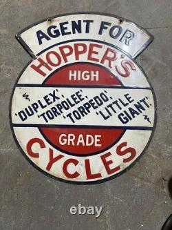 Porcelain Hopper's Cycles Enamel Sign Size 18x13 Inches Double Sided