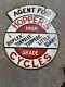 Porcelain Hopper's Cycles Enamel Sign Size 18x13 Inches Double Sided