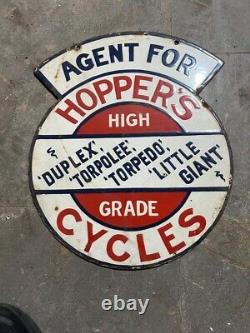 Porcelain Hopper's Cycles Enamel Sign Size 18x13 Inches Double Sided