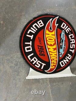 Porcelain Hot Wheels Enamel Sign 24x24 Inches Double Sided With Flange