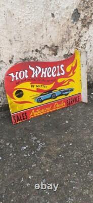 Porcelain Hot Wheels Enamel Sign Size 18 x 12 Inches Double Sided With Flange