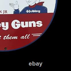 Porcelain Hubley Guns Enamel Sign 30x30 Inches Double Sided