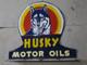 Porcelain Husky Enamel Sign 24 Inches Double Sided With Flange