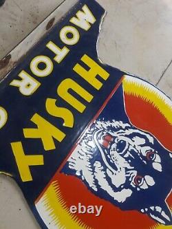 Porcelain Husky Enamel Sign 24 Inches Double Sided With Flange