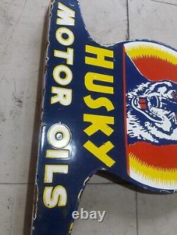 Porcelain Husky Enamel Sign 24 Inches Double Sided With Flange