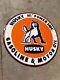 Porcelain Husky Gasoline Motor Oil Enamel Sign 36 Inches Double Sided
