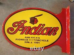 Porcelain Indian Enamel Sign 23x16 Inches Double Sided With Flange