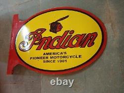 Porcelain Indian Enamel Sign 23x16 Inches Double Sided With Flange