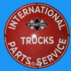 Porcelain International Trucks Enamel Sign Size 30x30 Inches Double Sided