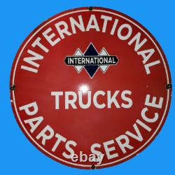 Porcelain International Trucks Enamel Sign Size 30x30 Inches Double Sided