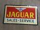 Porcelain Jaguar Enamel Sign 32x 15 Inches Double Sided