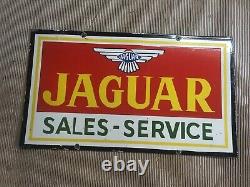 Porcelain Jaguar Enamel Sign 32x 15 Inches Double Sided