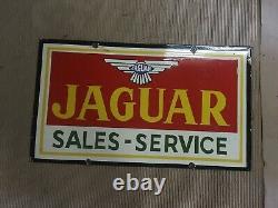 Porcelain Jaguar Enamel Sign 32x 15 Inches Double Sided
