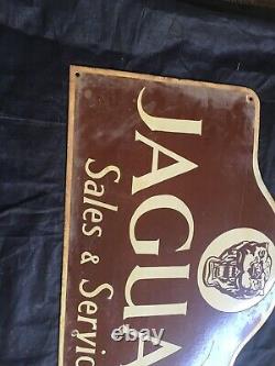 Porcelain Jaguar Enamel Sign 36 Inches Double Sided