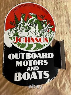Porcelain Johnon Enamel Sign Size 27x17 Inches Double Sided With Flange