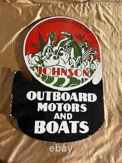 Porcelain Johnon Enamel Sign Size 27x17 Inches Double Sided With Flange