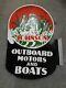 Porcelain Johnson Outboard Enamel Sign 18 X 28 Inches Flange Double Sided