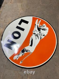 Porcelain Lion Enamel Sign 36 Inches Double Sided