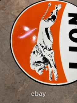 Porcelain Lion Enamel Sign 36 Inches Double Sided