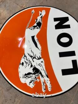 Porcelain Lion Enamel Sign 36 Inches Double Sided