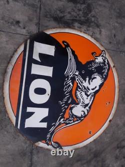 Porcelain Lion Enamel Sign 36x36 Inches Double Sided
