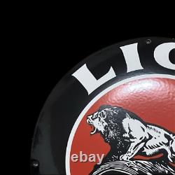 Porcelain Lion Gasoline Enamel Sign 30x30 Inches Double Sided