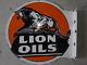 Porcelain Lion Oils Enamel Sign 18x18 Inches Double Sided With Flange