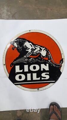 Porcelain Lion Oils Enamel Sign 36x36 Inches Double Sided