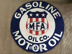 Porcelain M. F. A Gasoline Enamel Sign 30x30 Inches Double Sided