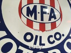 Porcelain M. F. A Gasoline Enamel Sign 30x30 Inches Double Sided