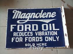 Porcelain Magnolene Enamel Sign 18x24 Inches Double Sided With Flange