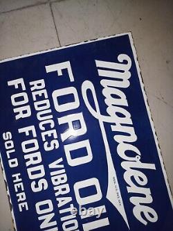 Porcelain Magnolene Enamel Sign 18x24 Inches Double Sided With Flange