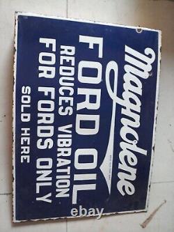 Porcelain Magnolene Enamel Sign 18x24 Inches Double Sided With Flange