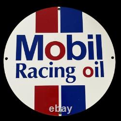 Porcelain Mobil Racing Oil Enamel Sign 30x30 Inches Double Sided