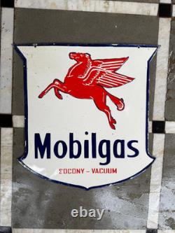 Porcelain Mobilgas Enamel Double Sided Sign 24x24 Inches